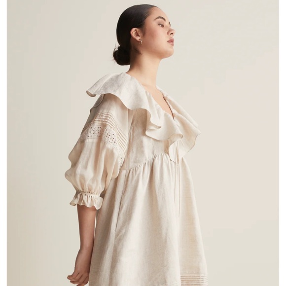Elegant Cream Ruffle Dress AU8 - Picture 2 of 4